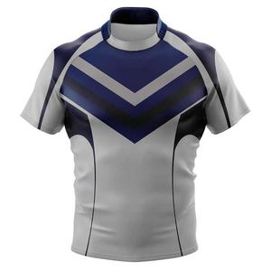 Camiseta de rugby ventilada con paneles de contraste de estilo de cuello moderno Diseño de ajuste cómodo y opciones de ilustraciones de equipo sublimadas en negrita - Product Image 1