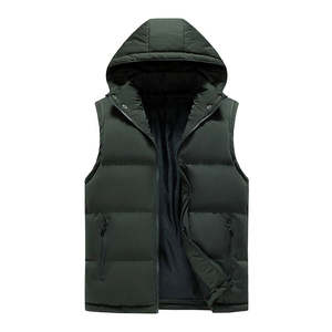 <b>Men's</b> Casual Winter Windproof Jacket Sleeveless Down <b>Vest</b> with Solid Hood and Pockets <b>Fashionable</b> Waistcoat Warm Fabric - Product Image 3