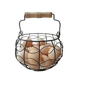 Elegant Premium Quality Metal <b>Egg</b> <b>Basket</b> Blue Color with Wooden Handle Home Kitchen Storage Holder Stand <b>Egg</b> Rack - Product Image 5
