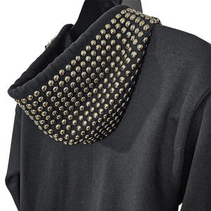 Rockstar Glitz tachonado pulóver Sudadera con capucha moda negro algodón mezclado Sudadera con capucha básicos sudaderas Tops para Unisex - Product Image 4