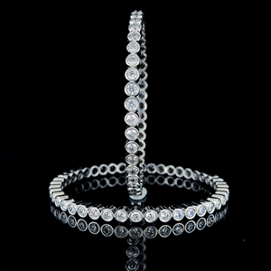 Bold Silver Tennis Bangle Pair Precise Bezel Setting with Brilliant Sparkling <b>Stones</b> Versatile Fashion Jewelry for Weddings - Product Image 3
