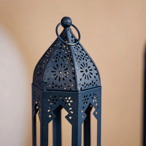 <b>Black</b> Metal Moroccan Lantern Set with Intricate Cutwork Design Decorative Candle <b>Holders</b> for Home Festive and Outdoor Decor - Product Image 5