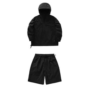 Top nueva llegada cortavientos chándal corto chaquetas con cremallera y pantalones cortos conjunto de dos piezas conjuntos de rompevientos conjunto a prueba de viento para hombre - Product Image 5