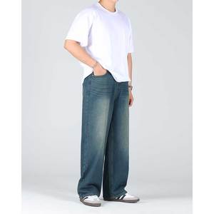 Pantalones vaqueros para hombre Jeans Hombres Premium K STYLE vintige lavado de arena pantalones de mezclilla de pierna ancha Pantalones vaqueros de Ajuste Recto Ropa informal diaria - Product Image 3