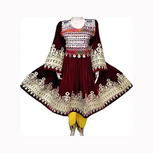 Afghan Kuchai Pashtun antiguo 1 pieza vestido Tribal vestido medio afgano hecho a mano vestido tradicional para fiestas vestido y deshierbe