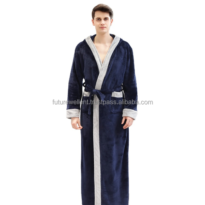 navy blue dress for baby girl Indigo Garden Luxury Quilted Robe / Hand Block Print Winter Kimono Dressing  Gown / Warm Loungewear main image 1