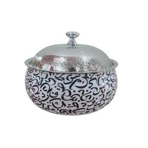 Pot chaud en verre en métal d'acier inoxydable de tendance de Golfe de fantaisie de luxe avec la casserole faite à la main de réchauffeur de nourriture de couvercle sur le Offre Spéciale - Product Image 5