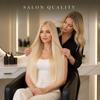 Extensions de cheveux à clipser en une seule pièce de 20 pouces, 100% cheveux humains # Blond Platine 613 Lisse 60g Trame Large 5 Clips Sans Couture