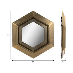 Espejo de pared con forma hexagonal de Metal Chapado en bronce antiguo 2025 más vendido hecho a mano para sala de estar decorativo a granel - Product Image 2