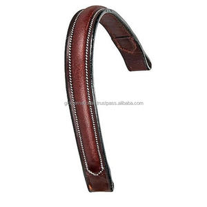 Banda para cejas de caballo de cuero acolchado elevado liso bellamente elaborada con costuras blancas y extremos de bucle personalizados Todos Los tamaños disponibles - Product Image 1