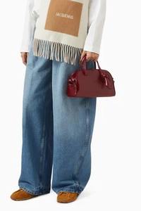 Bolso de Mano de Cuero Brillante Rojo Cereza para Mujer, con Cierre de Cremallera, Diseño de Caramelo, Resistente al Agua, de 7 Pulgadas, para Llevar al Hombro o Cruzado - Product Image 5