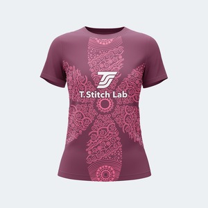 Camiseta de Mujer de Alta Calidad, Colores Sólidos, Transpirable, de Secado Rápido, Diseño Tribal, Cuello Redondo, Manga Corta, Logotipo Personalizado, Nueva Llegada - Product Image 6