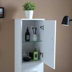 Ravenna Medium-Sized <b>White</b> Bathroom Column with Doors and <b>Drawer</b> Bathroom <b>Sets</b> - Product Image 5
