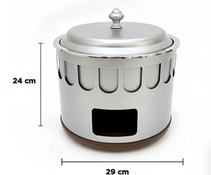 Casserole Moderne en Acier Inoxydable Écologique Prête pour l'Induction et le Gaz, Style Moyen-Orient, avec Couvercle, pour Maintien au Chaud des Aliments en Buffet - Product Image 2