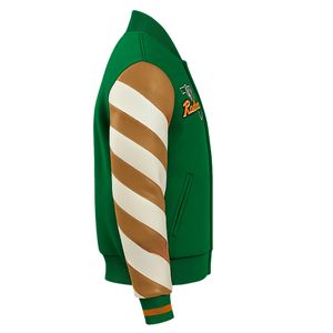 Veste de baseball universitaire en laine et cuir avec logo personnalisé pour hommes, manches imprimées, logo sur le devant, vestes pour hommes - Product Image 3