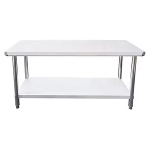 (1000x500xh80/850/900mm) Bàn làm việc chân tròn hai lớp bằng thép không gỉ 201/304 bàn chuẩn bị thức ăn nhà bếp thương mại - Product Image 3