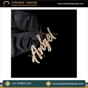 Pendentif personnalisé en or massif 10 carats avec lettres cursives glacées, diamant de laboratoire, cadeau de fête personnalisé, tendance hip-hop - Product Image 4