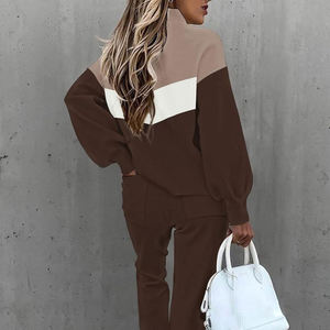 ปรับแต่งโลโก้ Distressed Sweatsuit ผู้หญิงชุดพ่วงชุดผ้าฝ้ายน้ําหนักมากตัดซิปฮู้ด - Product Image 3