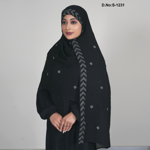 Premium Chiffon Hijab with Diamond Motif Scatter Design and Signature Patterned Edge for Elegant Modest Styling - Product Image 4