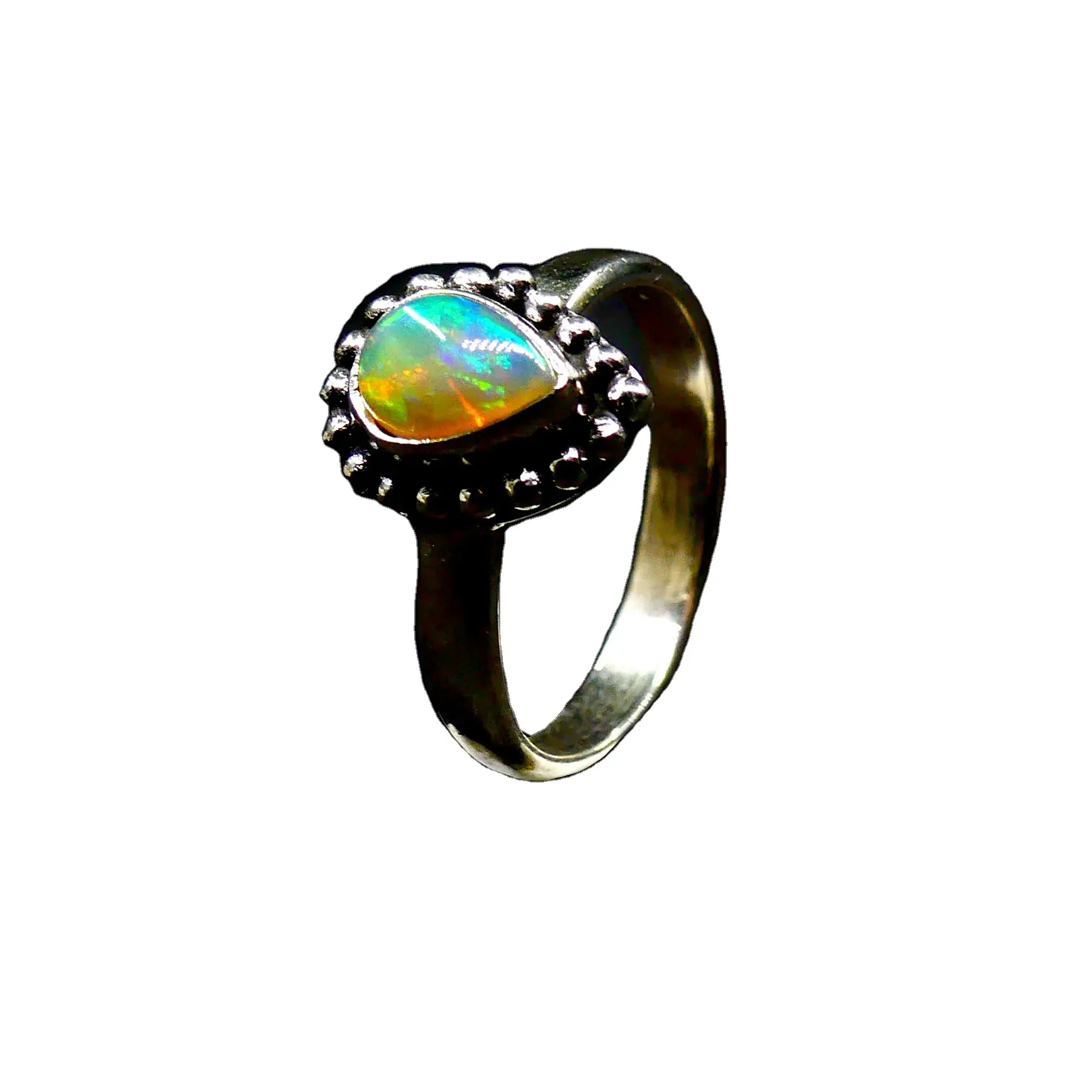 Handmade 925 Sterling bạc Opal Đá Quý Phong cách cổ điển thời trang ngón tay hợp thời trang hàng ngày mặc thả hình dạng vòng