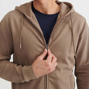 French Terry hommes sweats à capuche en coton bio sweat à capuche à fermeture éclair personnalisé hommes sweat avec capuche décontracté hommes sweats à capuche zippés - Product Image 3
