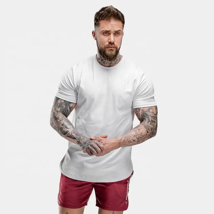 थोक शर्ट कैजुअल हॉट सेलिंग कस्टम लोगो फिटनेस मांसपेशी फिट एथलेटिक जिम टी शर्ट पुरुषों के लिए त्वरित शुष्क खेल टी शर्ट