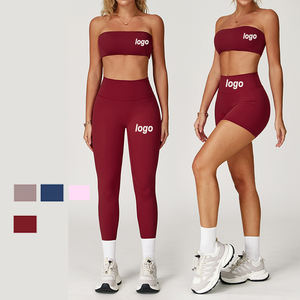 Ensemble de Yoga taille haute poitrine nue bout à bout sport décontracté vêtements de Fitness ensemble de Yoga taille croisée beurre doux ensemble de Yoga pour femmes - Product Image 1