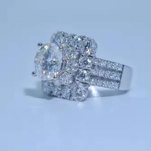 Bagues de mariage en or blanc massif de haute qualité 18 carats de forme ronde bagues en diamant cultivées en laboratoire pour femmes bijoux fins - Product Image 4