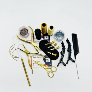 Kit de Herramientas Profesional de Acero Inoxidable para Extensiones de Cabello con Logotipo Personalizado, con Pinzas, Tijeras, Clips e Hilo para Instalación en Salón - Product Image 3