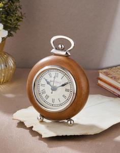 Horloge de bureau en métal d'inspiration vintage Mouvement électronique Affichage à aiguilles Horloge de table élégante pour la décoration de la maison, du bureau, du salon - Product Image 2