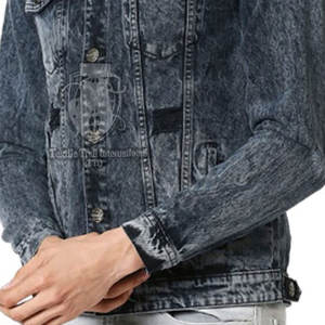 แจ็คเก็ตยีนส์ผ้าแคนวาสสำหรับผู้ชาย ดีไซน์ล่าสุด ราคาสมเหตุสมผล บริการ OEM พร้อมโลโก้ด้านหน้า - Product Image 6
