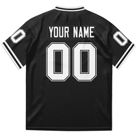 Maillot de football personnalisé noir respirant grande taille avec nom et numéro personnalisés, col en V, manches courtes, uniforme d'équipe, tenue de match