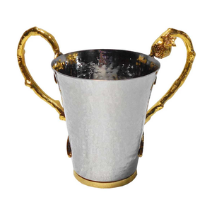 Tasse de lavage en acier inoxydable martelé miroir poli avec poignée en laiton vente chaude tasse de lavage meilleur prix - Product Image 5