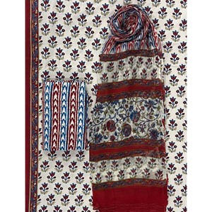 Dupatta en mousseline de soie non cousue à motifs imprimés, avec Salwar Kameez, motif dessiné à la main, pour usage quotidien, style pakistanais et indien, ensemble de 3 pièces pour confection de vêtements - Product Image 1