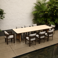 Ensemble de table à manger d'extérieur en acier inoxydable avec chaises en aluminium pour les projets de restaurants en plein air des clubs nautiques et des complexes hôteliers
