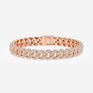 Brazalete de Plata Esterlina con Diamantes de Moissanita de Corte Redondo, Elegantes Brazaletes Cubanos - Product Image 5