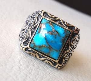 Anillo de Hombre al por Mayor, Nuevo, con Turquesa Azul Natural, Estilo Otomano, Joyería de Plata de Ley 925 - Product Image 5