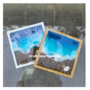 Dessous de verre Offre Spéciale en pierre de luxe de haute qualité Dessous de verre en bois d'acacia en résine pour boissons Ensemble de dessous de verre en marbre personnalisé par Star Crafts India - Product Image 3