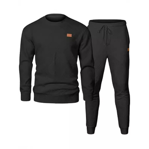 Chándal de invierno personalizado para hombre, conjunto de ropa deportiva de algodón 100% con estampado de logotipo personalizado, 2 camisetas de secado rápido, informal, para correr en el gimnasio - Product Image 1