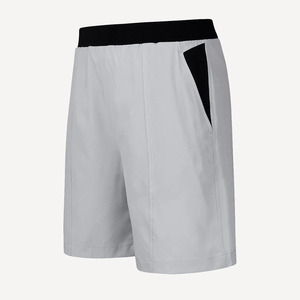 Pantalones cortos de tenis informales para hombre, 100% poliéster, cintura elástica, cordón interior, tejido hasta la rodilla, diseño de cremallera de secado rápido, sólido - Product Image 5