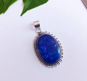 Natural <b>Lapis</b> <b>Lazuli</b> <b>Pendant</b> Handmade Sterling Silver Plated Necklace Jewelry Unique Gift For Women Elegant Jewelry - Product Image 5