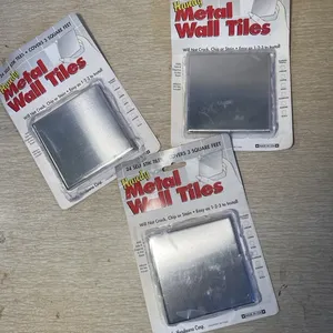 Handy Metal 4\" Chrome Finish Wall <b>Tiles</b> 72 <b>Tiles</b> Pack 3 Packages Total 1.5mm for Kitchen Corner Protection 4\" <b>Tile</b> <b>Accessories</b> - Product Image 1