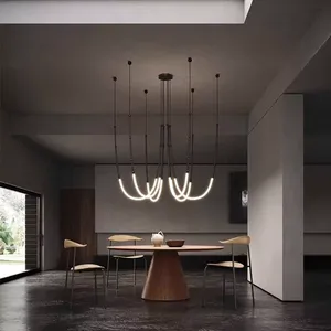 <strong>LED</strong> <strong>Built</strong>-<strong>In</strong> Chain Chandelier with Adjustable Height Home Decorative Metal Material Oval Shape with Long <strong>Light</strong> Options - Product Image 2