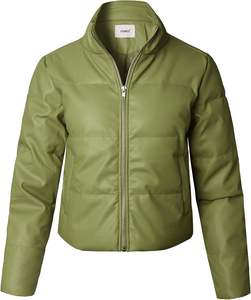 Veste matelassée en simili cuir pour femme à col haut 100% veste zippée en polyuréthane recadrée col haut épais hiver - Product Image 1