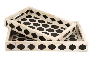 Bandeja de servicio de arte con incrustaciones indias desechables ecológicas más vendidas Hermosa combinación hecha a mano de incrustaciones de hueso de nácar - Product Image 2