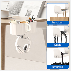 Nuovo Organizzatore da Scrivania Flessibile e Regolabile in Plastica ABS Nera, Supporto Staccabile per Penne e <span class=keywords><strong>Telefono</strong></span>, Stand per Cuffie, Portabicchieri - Product Image 1