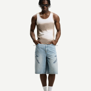 กางเกงขาสั้นผ้ายีนส์แบบหลวมสำหรับผู้ชายกางเกงขาสั้นผ้ายีนส์แนวสตรีทแวร์ประดับเพชรแนววินเทจสำหรับผู้ชายฤดูร้อนออกแบบได้ตามต้องการกางเกงยีนส์สำหรับผู้ชาย - Product Image 1