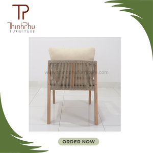 Ensemble de salle à manger rectangulaire de luxe en osier avec fauteuil pour cour d'hôtel ou villa/appartement - Product Image 5