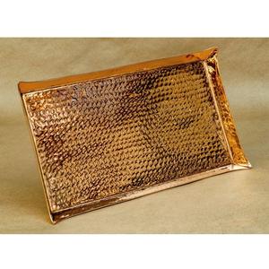 Bandeja DE SERVICIO DE Metal martillado de lujo moderno antiguo, bandeja de servicio de comida decorativa de diseñador de utensilios de Bar de Latón chapado en oro para Navidad - Product Image 1