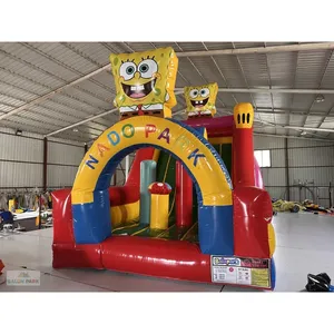 Structure gonflable commerciale à thème Bob l'éponge avec toboggan, équipement de jeu extérieur pour enfants, château gonflable en PVC - Product Image 3